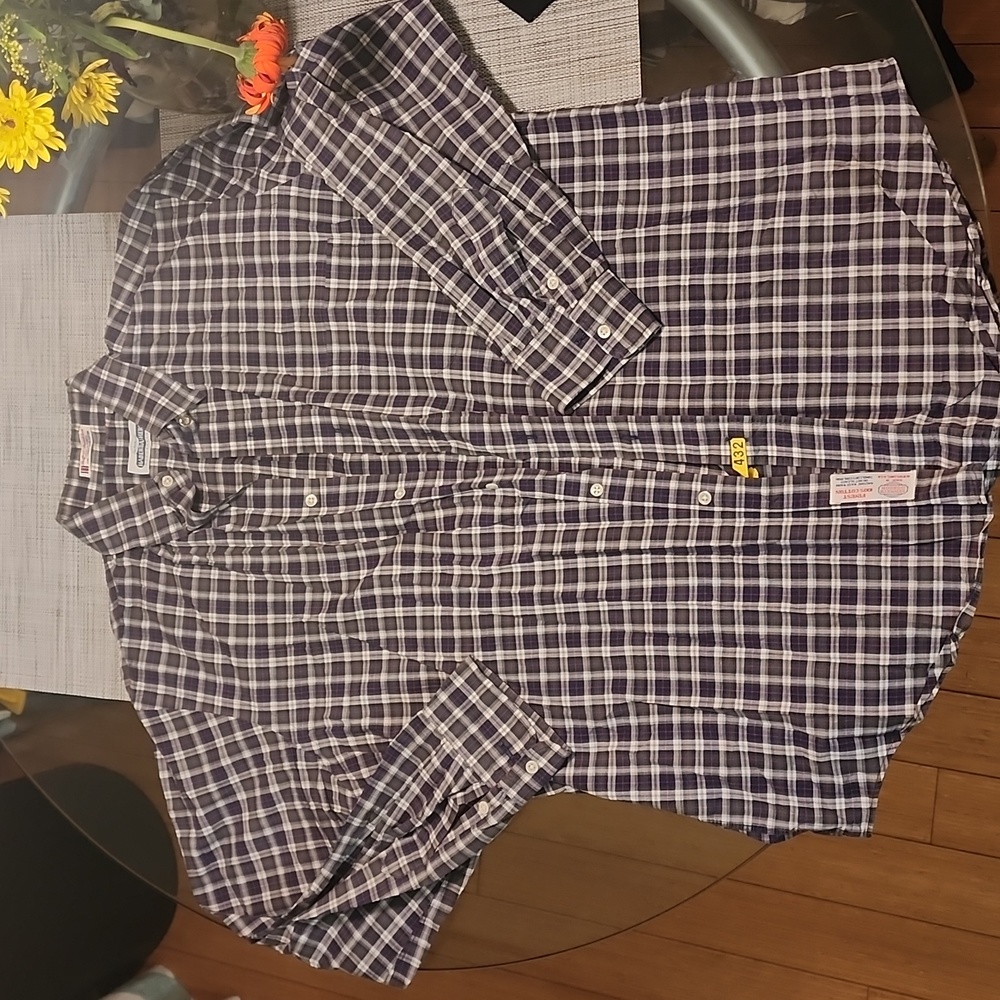 Redbarn fine cotton plaid button-down shirt size 16-34
